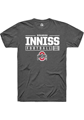 Brandon Inniss  Ohio State Buckeyes Dark Grey Rally NIL Stacked Box Short Sleeve T Shirt