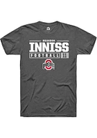 Brandon Inniss  Ohio State Buckeyes Dark Grey Rally NIL Stacked Box Short Sleeve T Shirt