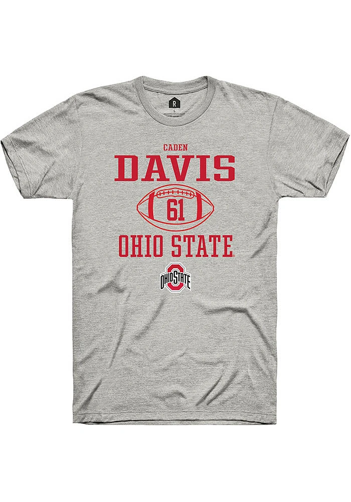 Caden Davis  Ohio State Buckeyes Ash Rally NIL Sport Icon Short Sleeve T Shirt