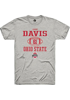 Caden Davis  Ohio State Buckeyes Ash Rally NIL Sport Icon Short Sleeve T Shirt