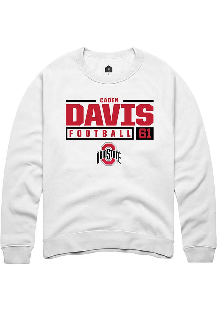 Caden Davis Rally Ohio State Buckeyes Mens NIL Stacked Box Long Sleeve Crew Sweatshirt