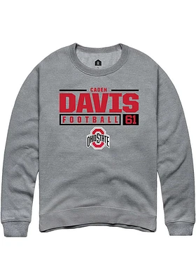 Caden Davis  Rally Ohio State Buckeyes Mens Graphite NIL Stacked Box Long Sleeve Crew Sweatshirt