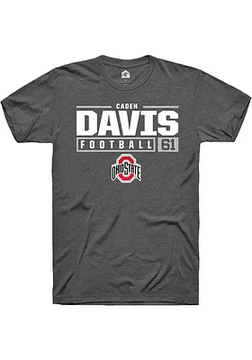 Caden Davis  Ohio State Buckeyes Dark Grey Rally NIL Stacked Box Short Sleeve T Shirt