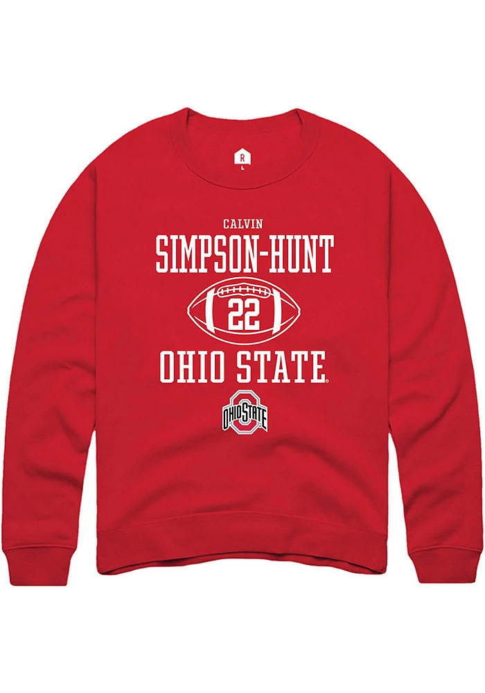 Calvin Simpson-Hunt  Rally Ohio State Buckeyes Mens Red NIL Sport Icon Long Sleeve Crew Sweatshirt