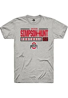 Calvin Simpson-Hunt  Ohio State Buckeyes Ash Rally NIL Stacked Box Short Sleeve T Shirt