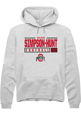 Calvin Simpson-Hunt Rally Ohio State Buckeyes Mens NIL Stacked Box Long Sleeve Hoodie