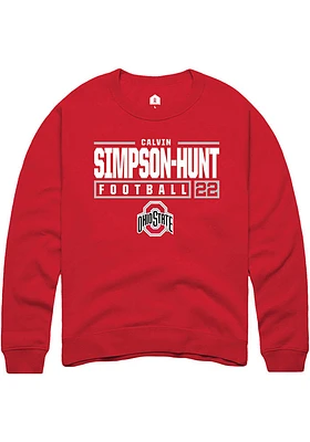 Calvin Simpson-Hunt  Rally Ohio State Buckeyes Mens Red NIL Stacked Box Long Sleeve Crew Sweatsh..