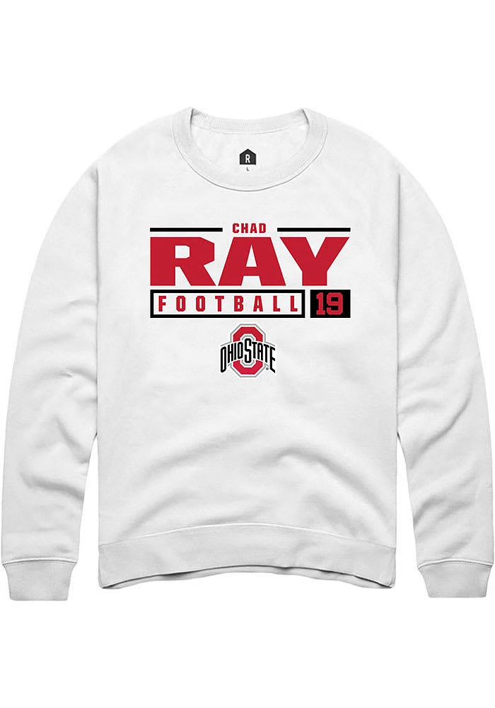 Chad Ray Rally Ohio State Buckeyes Mens NIL Stacked Box Long Sleeve Crew Sweatshirt