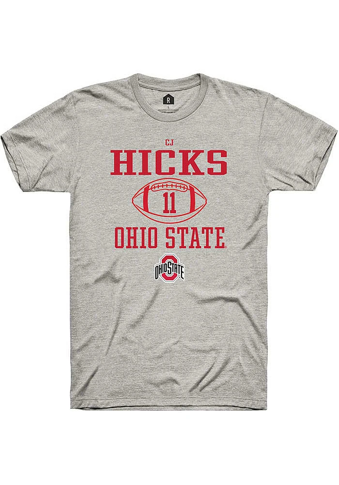 CJ Hicks  Ohio State Buckeyes Ash Rally NIL Sport Icon Short Sleeve T Shirt