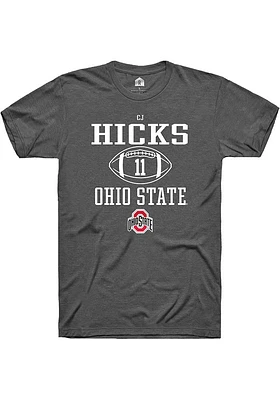 CJ Hicks  Ohio State Buckeyes Dark Grey Rally NIL Sport Icon Short Sleeve T Shirt