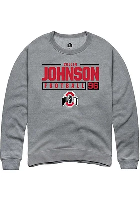 Collin Johnson  Rally Ohio State Buckeyes Mens Graphite NIL Stacked Box Long Sleeve Crew Sweatshir..