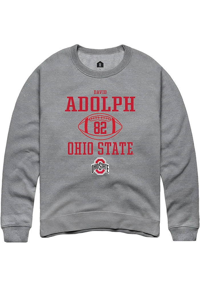 David Adolph  Rally Ohio State Buckeyes Mens Graphite NIL Sport Icon Long Sleeve Crew Sweatshirt