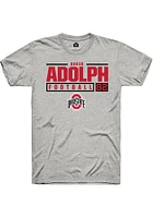 David Adolph  Ohio State Buckeyes Ash Rally NIL Stacked Box Short Sleeve T Shirt