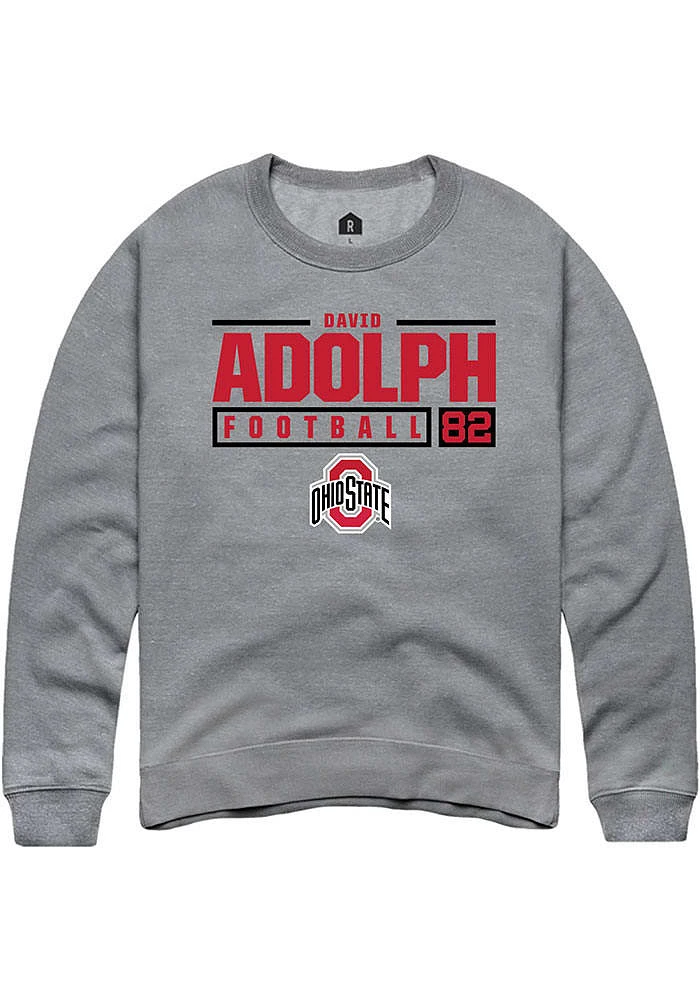 David Adolph  Rally Ohio State Buckeyes Mens Graphite NIL Stacked Box Long Sleeve Crew Sweatshirt