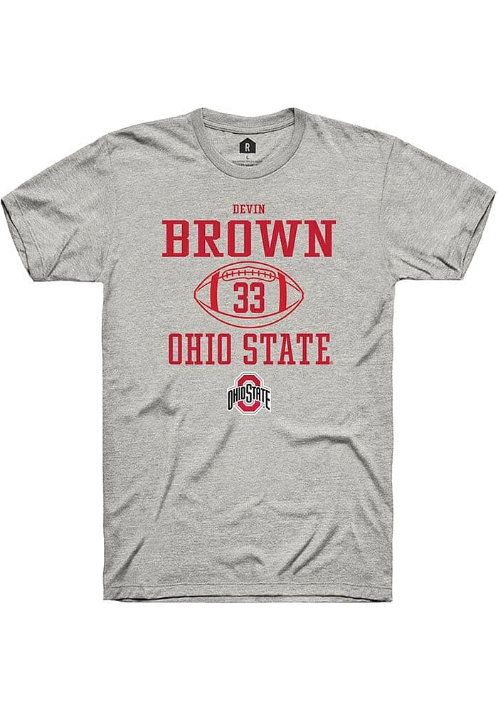 Devin Brown  Ohio State Buckeyes Ash Rally NIL Sport Icon Short Sleeve T Shirt