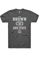 Devin Brown  Ohio State Buckeyes Dark Grey Rally NIL Sport Icon Short Sleeve T Shirt