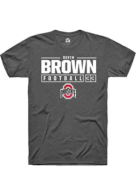 Devin Brown  Ohio State Buckeyes Dark Grey Rally NIL Stacked Box Short Sleeve T Shirt