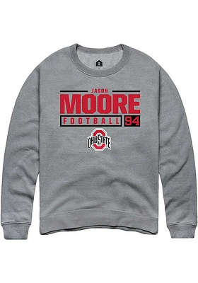 Jason Moore  Rally Ohio State Buckeyes Mens Graphite NIL Stacked Box Long Sleeve Crew Sweatshirt