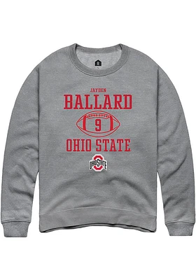 Jayden Ballard  Rally Ohio State Buckeyes Mens Graphite NIL Sport Icon Long Sleeve Crew Sweatshi..