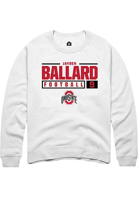 Jayden Ballard Rally Ohio State Buckeyes Mens NIL Stacked Box Long Sleeve Crew Sweatshirt