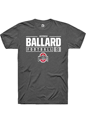 Jayden Ballard  Ohio State Buckeyes Dark Grey Rally NIL Stacked Box Short Sleeve T Shirt