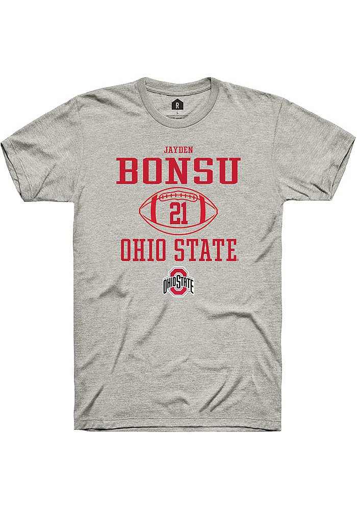 Jayden Bonsu  Ohio State Buckeyes Ash Rally NIL Sport Icon Short Sleeve T Shirt