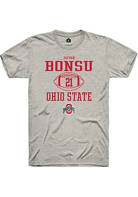 Jayden Bonsu  Ohio State Buckeyes Ash Rally NIL Sport Icon Short Sleeve T Shirt