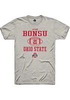 Jayden Bonsu  Ohio State Buckeyes Ash Rally NIL Sport Icon Short Sleeve T Shirt