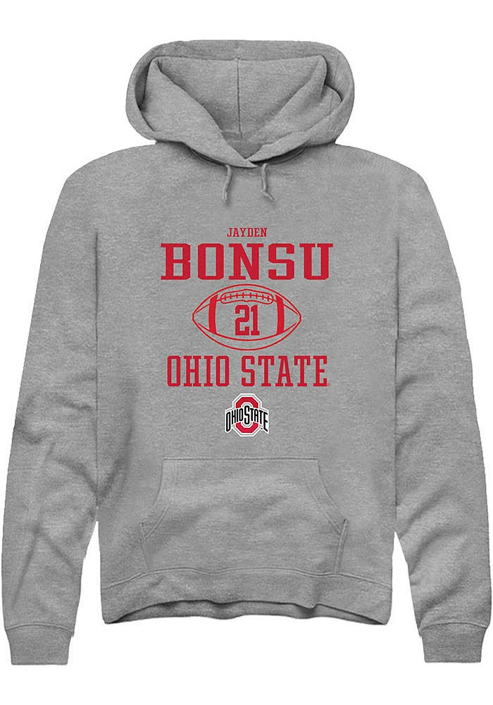 Jayden Bonsu  Rally Ohio State Buckeyes Mens Graphite NIL Sport Icon Long Sleeve Hoodie