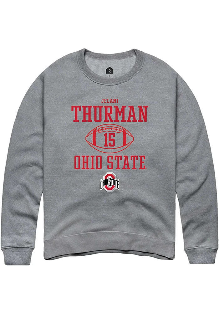 Jelani Thurman  Rally Ohio State Buckeyes Mens Graphite NIL Sport Icon Long Sleeve Crew Sweatshi..