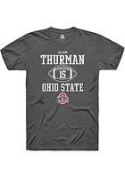 Jelani Thurman  Ohio State Buckeyes Dark Grey Rally NIL Sport Icon Short Sleeve T Shirt