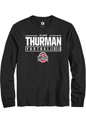 Jelani Thurman Ohio State Buckeyes Rally NIL Stacked Box Long Sleeve T Shirt