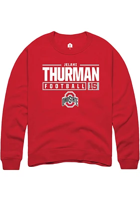 Jelani Thurman Rally Ohio State Buckeyes Mens NIL Stacked Box Long Sleeve Crew Sweatshirt