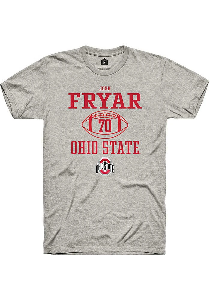 Josh Fryar  Ohio State Buckeyes Ash Rally NIL Sport Icon Short Sleeve T Shirt