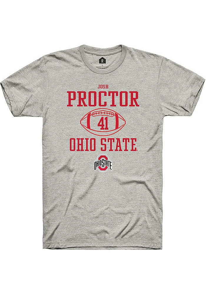 Josh Proctor  Ohio State Buckeyes Ash Rally NIL Sport Icon Short Sleeve T Shirt