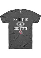 Josh Proctor  Ohio State Buckeyes Dark Grey Rally NIL Sport Icon Short Sleeve T Shirt