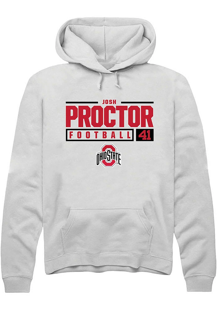 Josh Proctor Rally Ohio State Buckeyes Mens NIL Stacked Box Long Sleeve Hoodie