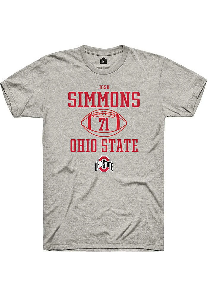 Josh Simmons  Ohio State Buckeyes Ash Rally NIL Sport Icon Short Sleeve T Shirt