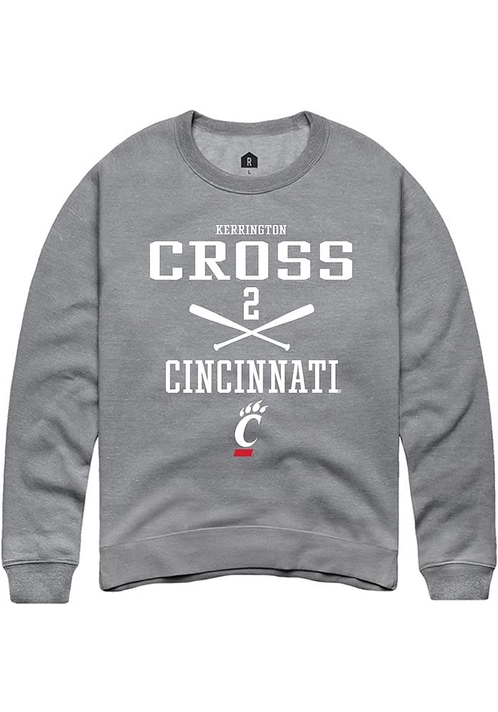 Kerrington Cross  Rally Cincinnati Bearcats Mens Graphite NIL Sport Icon Long Sleeve Crew Sweatshi..