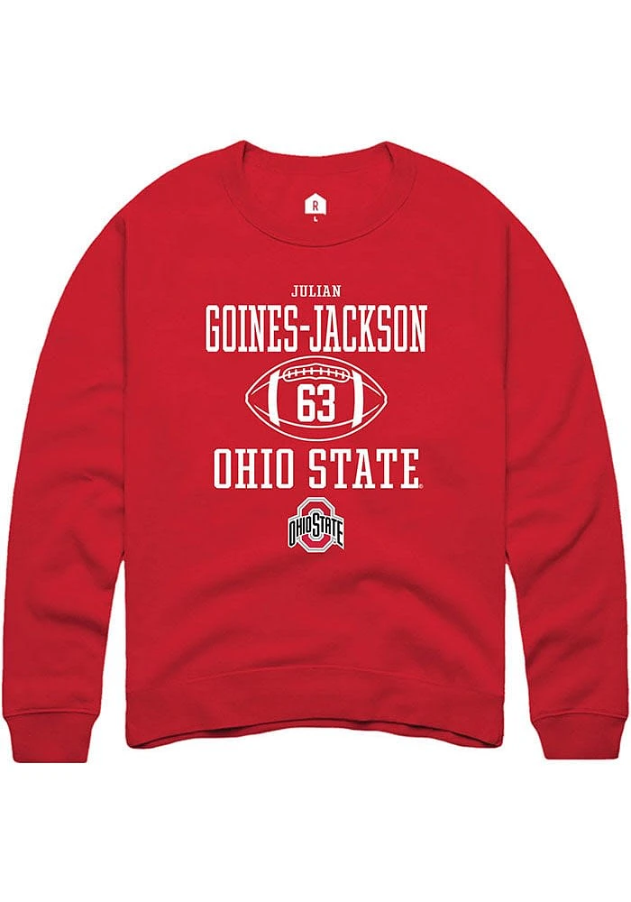 Julian Goines-Jackson  Rally Ohio State Buckeyes Mens Red NIL Sport Icon Long Sleeve Crew Sweatshi..