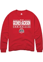 Julian Goines-Jackson  Rally Ohio State Buckeyes Mens Red NIL Stacked Box Long Sleeve Crew Sweatsh..