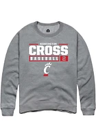 Kerrington Cross  Rally Cincinnati Bearcats Mens Graphite NIL Stacked Box Long Sleeve Crew Sweatsh..