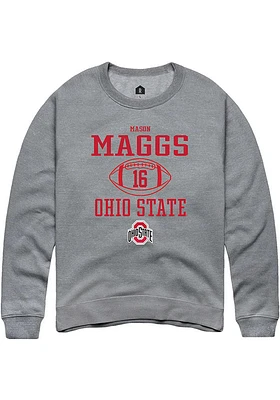 Mason Maggs  Rally Ohio State Buckeyes Mens Graphite NIL Sport Icon Long Sleeve Crew Sweatshirt