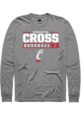 Kerrington Cross  Cincinnati Bearcats Graphite Rally NIL Stacked Box Long Sleeve T Shirt