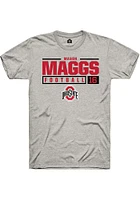 Mason Maggs  Ohio State Buckeyes Ash Rally NIL Stacked Box Short Sleeve T Shirt