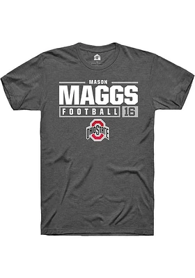 Mason Maggs  Ohio State Buckeyes Dark Grey Rally NIL Stacked Box Short Sleeve T Shirt