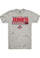 Matthew Jones  Ohio State Buckeyes Ash Rally NIL Stacked Box Short Sleeve T Shirt