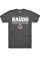 Nolan Baudo  Ohio State Buckeyes Dark Grey Rally NIL Stacked Box Short Sleeve T Shirt