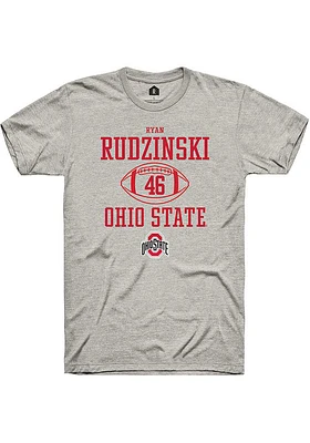 Ryan Rudzinski  Ohio State Buckeyes Ash Rally NIL Sport Icon Short Sleeve T Shirt