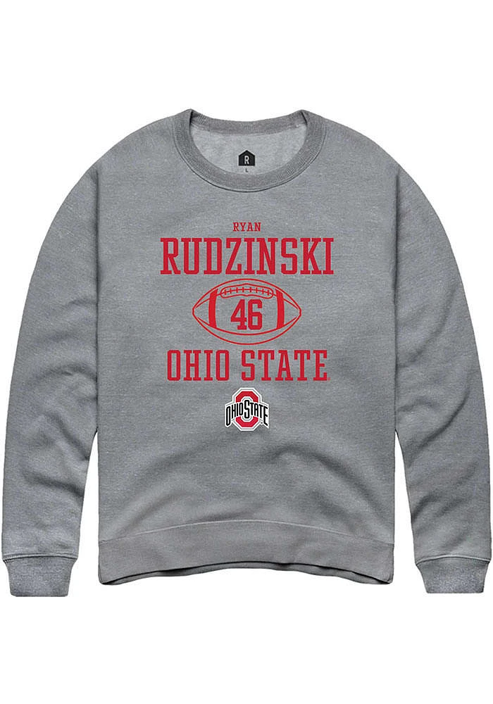 Ryan Rudzinski  Rally Ohio State Buckeyes Mens Graphite NIL Sport Icon Long Sleeve Crew Sweatshi..